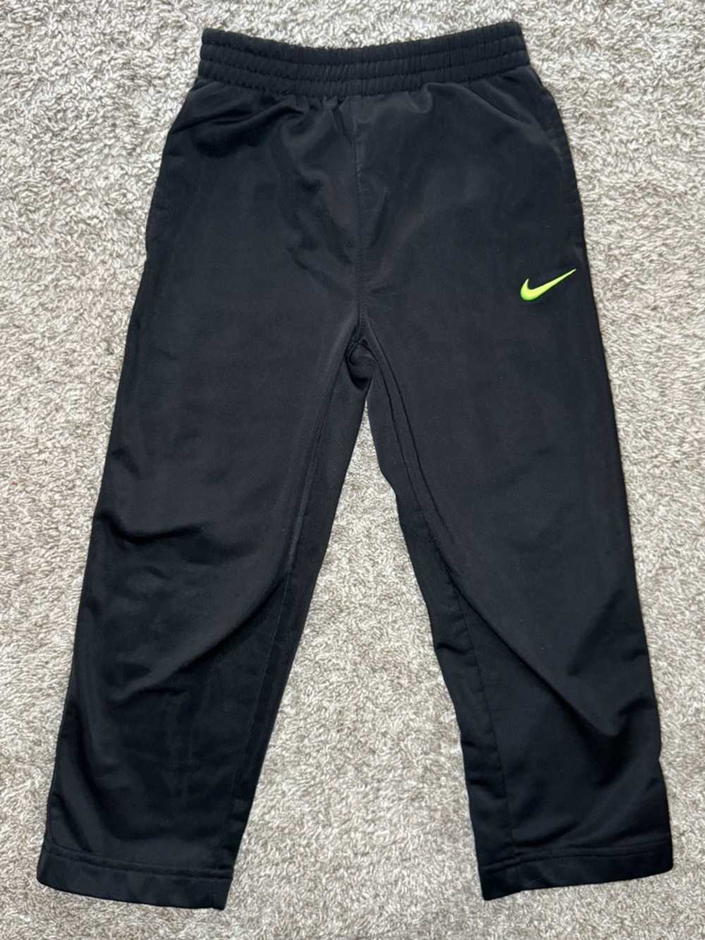 Nike Toddler Sweatpants 3T Black Athletic Joggers Neon Green Swoosh